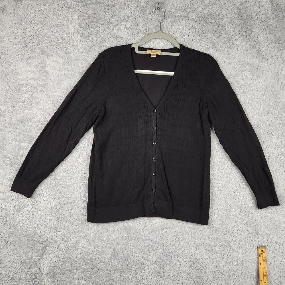 Vintage Whimsigoth Cardigan Sweater Womens Small Black Cable Knit Preppy Y2k